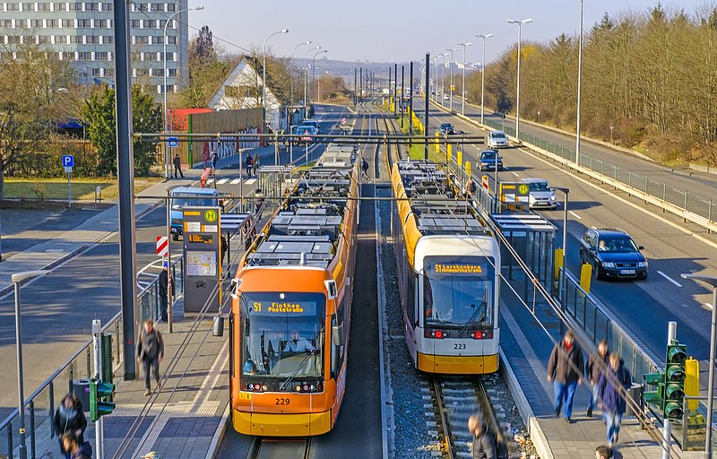 41 Straßenbahnzüge befördern die Fahrgäste in Mainz. Quelle: PSI Transcom