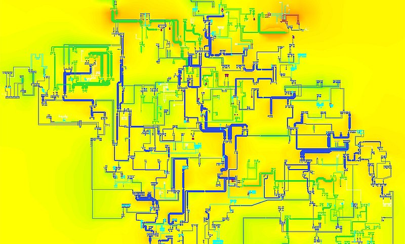 Visualisierung der Netzauslastung durch eine Heatmap. Screenshot: PSI