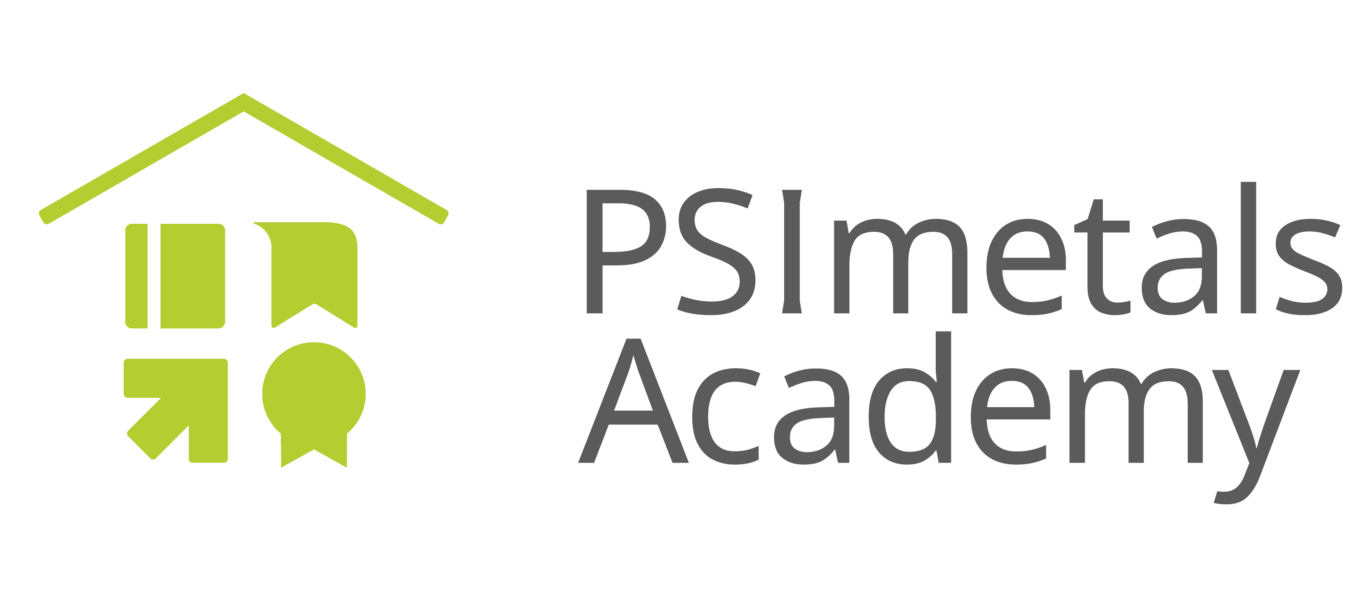 PSImetals Academy logo - Professionelle Schulungen und Zertifizierungen für die Metallindustrie, die es dem Einzelnen ermöglichen, seine Fähigkeiten und sein Fachwissen zu verbessern.