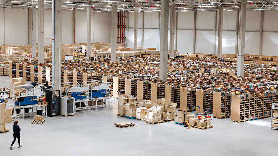 Bird's eye view of the warehouse to illustrate the storage areas and size of the warehouse