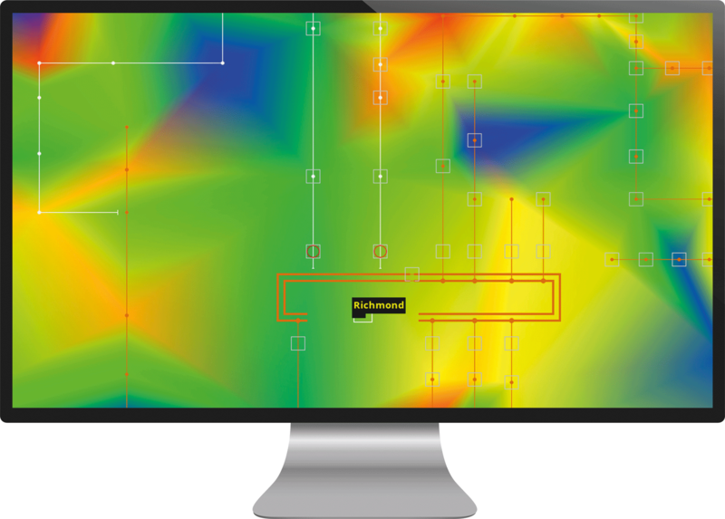 Representation  of  a  “heat  map”  in  the  PSIsaso  module  of  the  PSI  network control system. Source: PSI